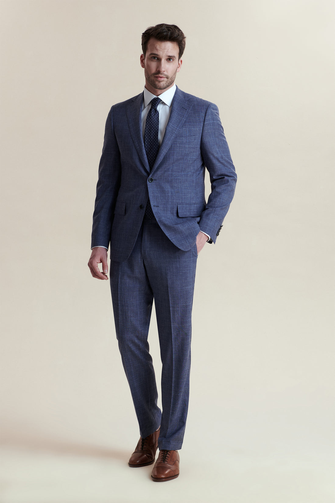 Midnight Blue Wool-Silk-Linen Blend Suit