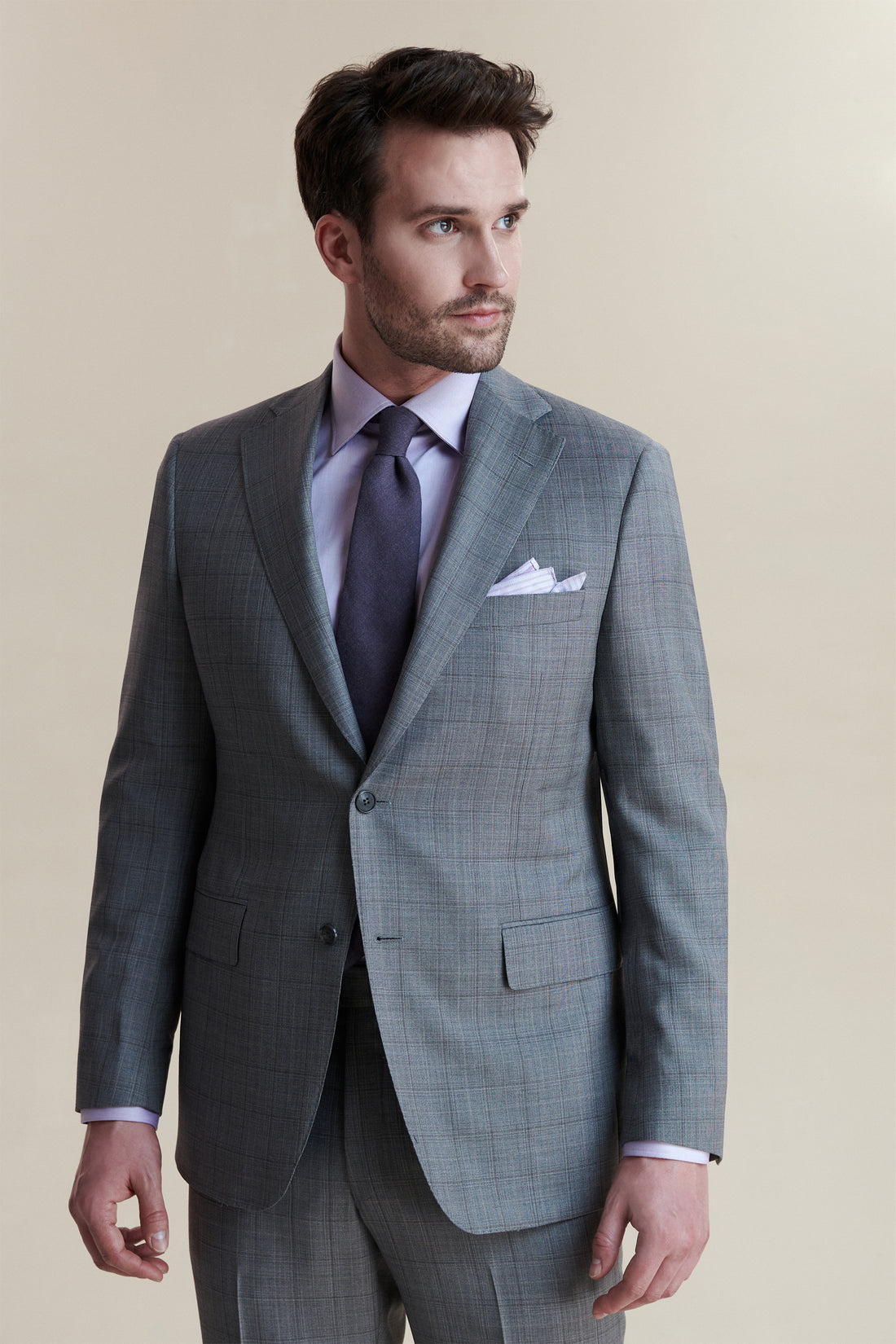 Light Grey 150's Plaid Suit