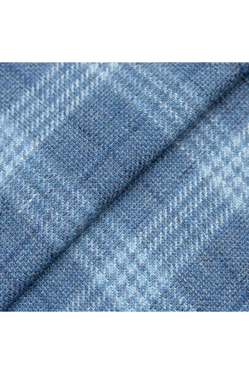 Light Blue Plaid Wool Linen Jacket
