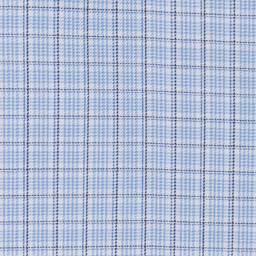 Blue Herringbone Check Contemporary Fit Easy Care Shirt close up fabric swatch