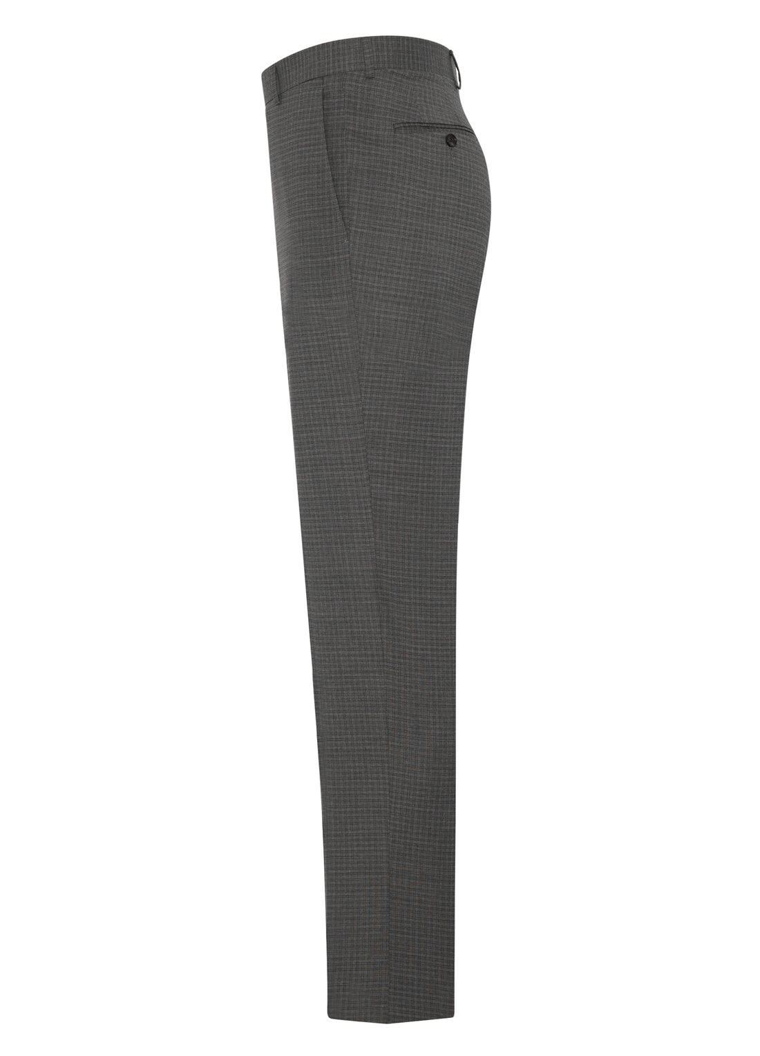 Grey Tropical Wool Minicheck Flat Front Trousers