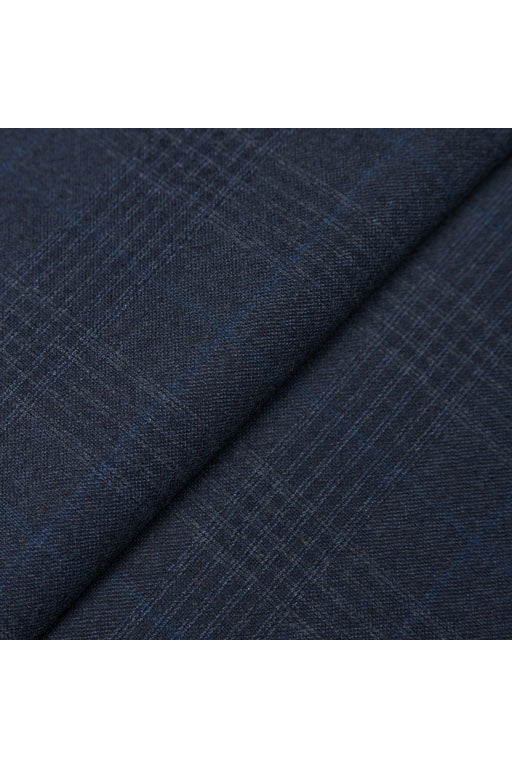 Blue Plaid Wool Silk  Suit