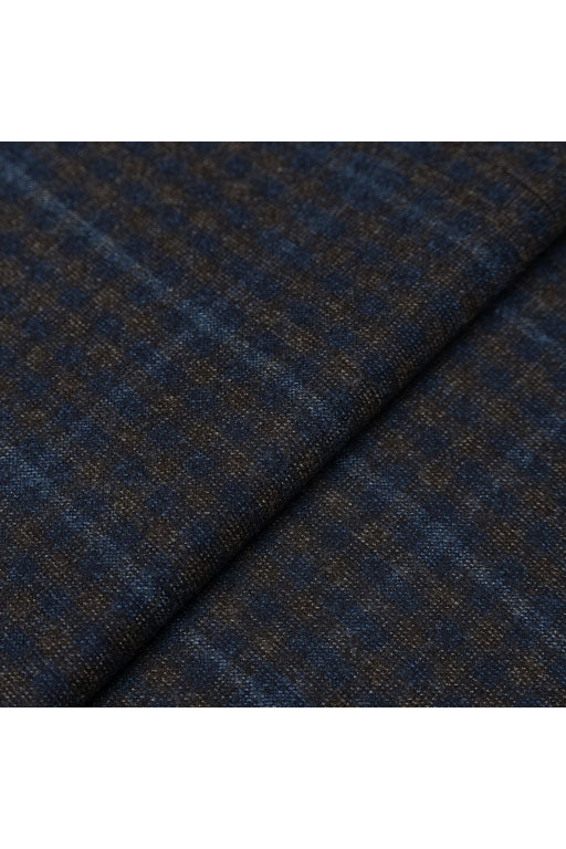 Brown Blue Check Wool Flannel Jacket