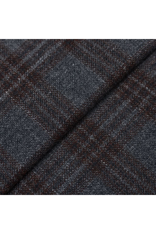 Grey Silk Wool Linen Plaid Jacket