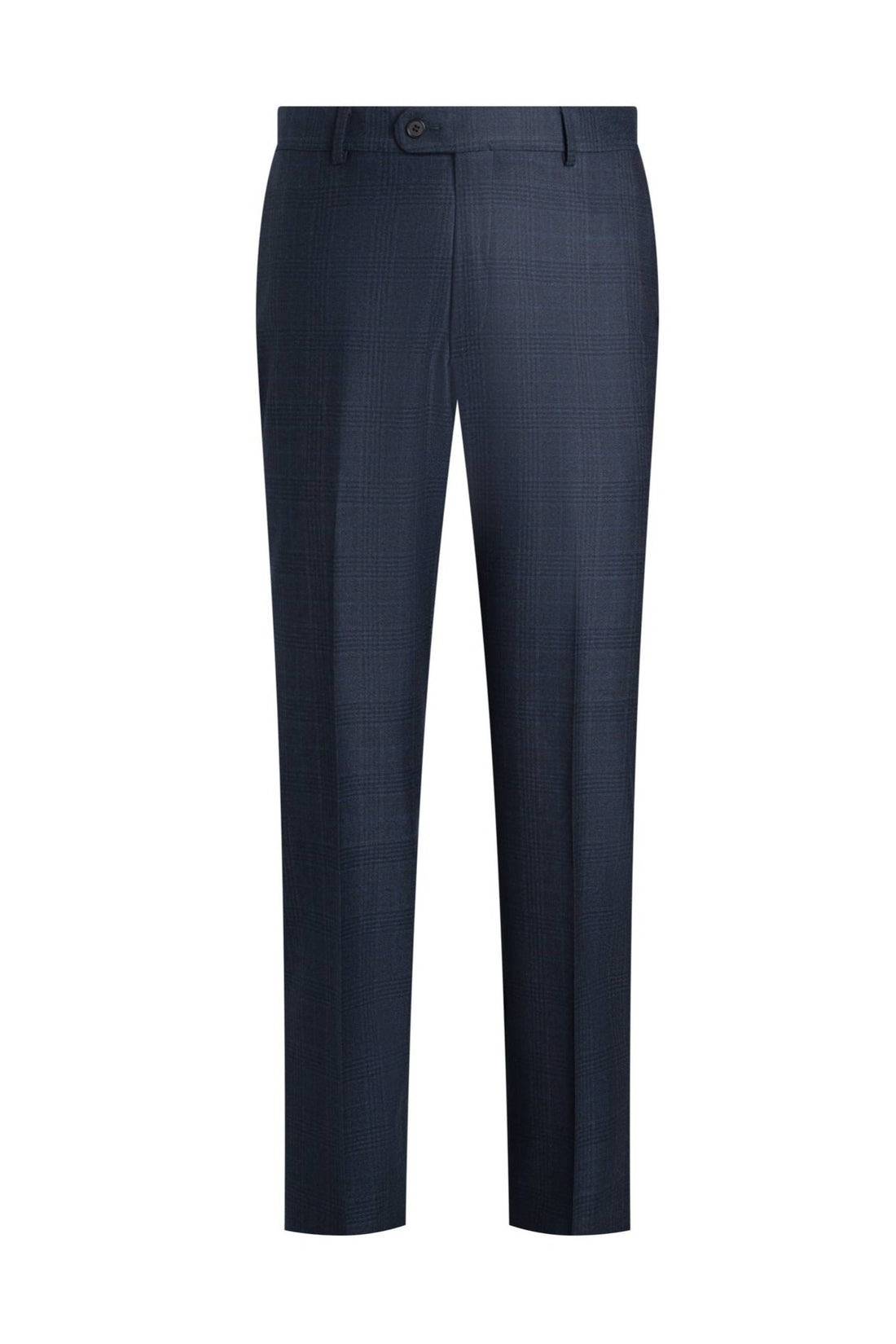 Blue Plaid Wool Silk  Suit pant front