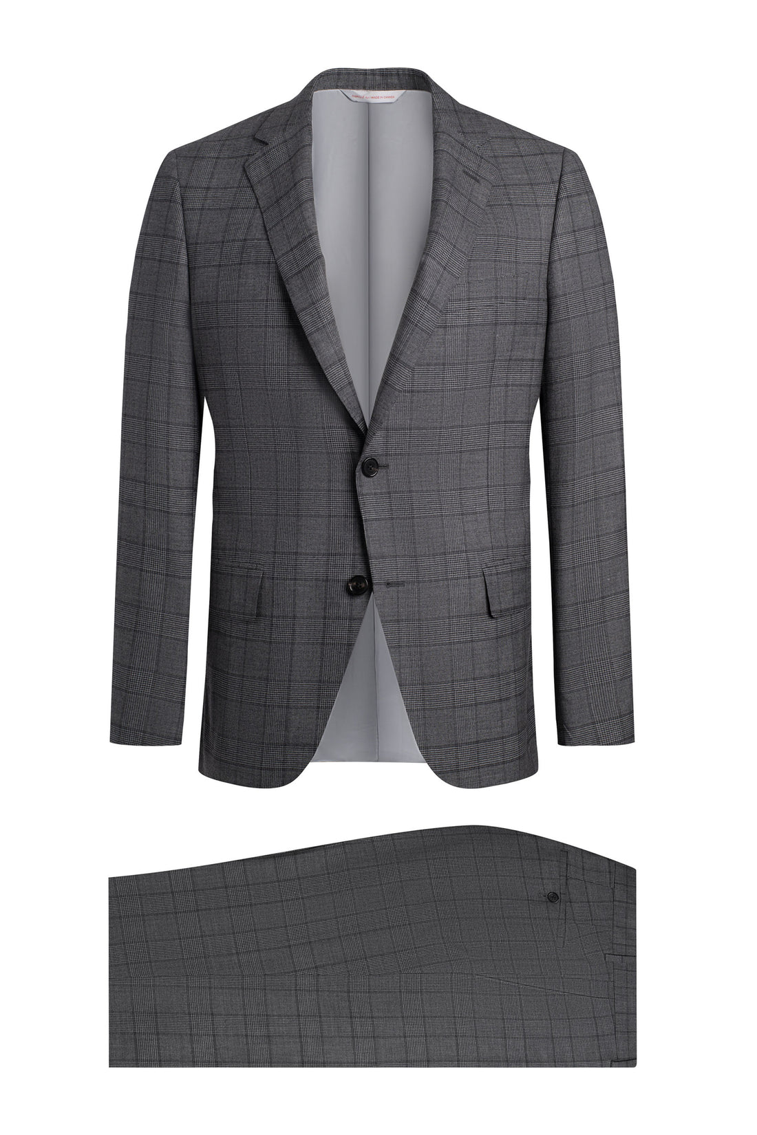 Grey Ice Wool Silk Plaid Suit