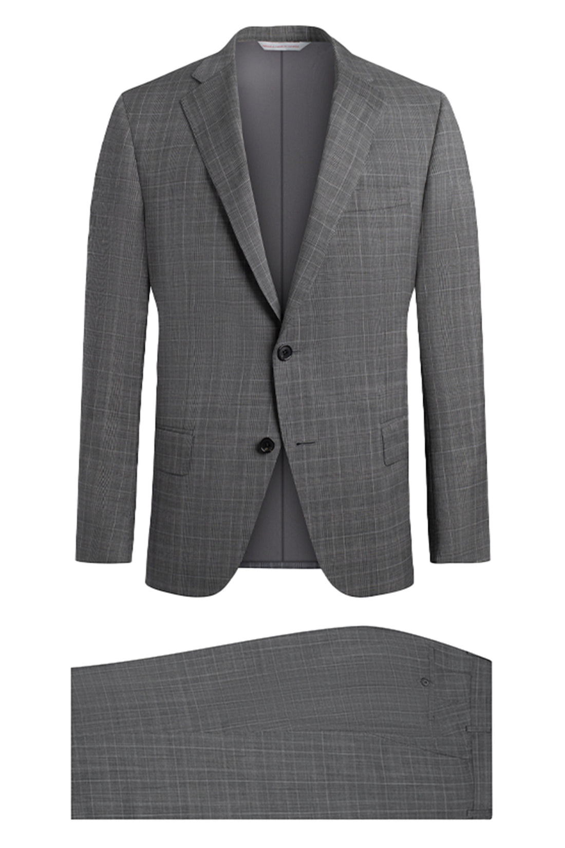 Grey Poplin Plaid Wool Suit