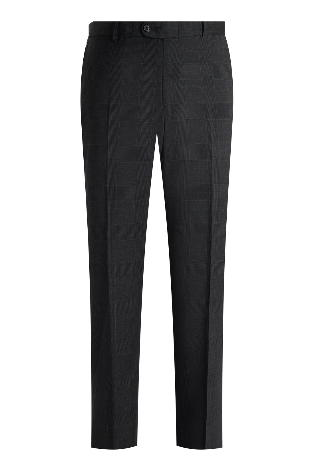 Charcoal Plaid Suit Front Pant