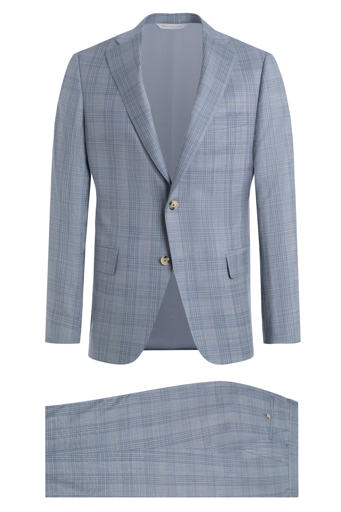 Light Blue and Tan 130's Plaid Suit