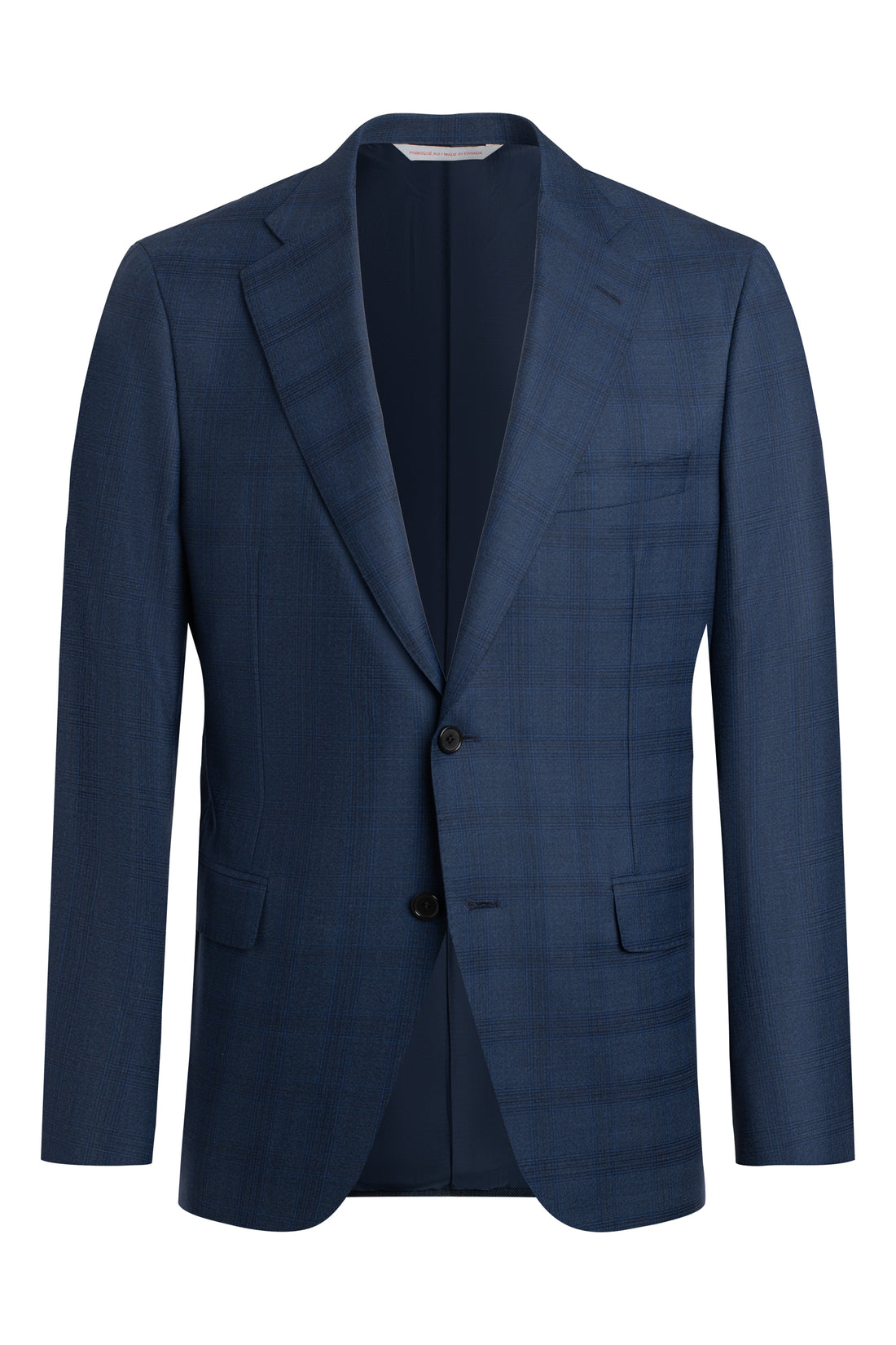 Navy Wool Natural Bistretch Plaid Suit