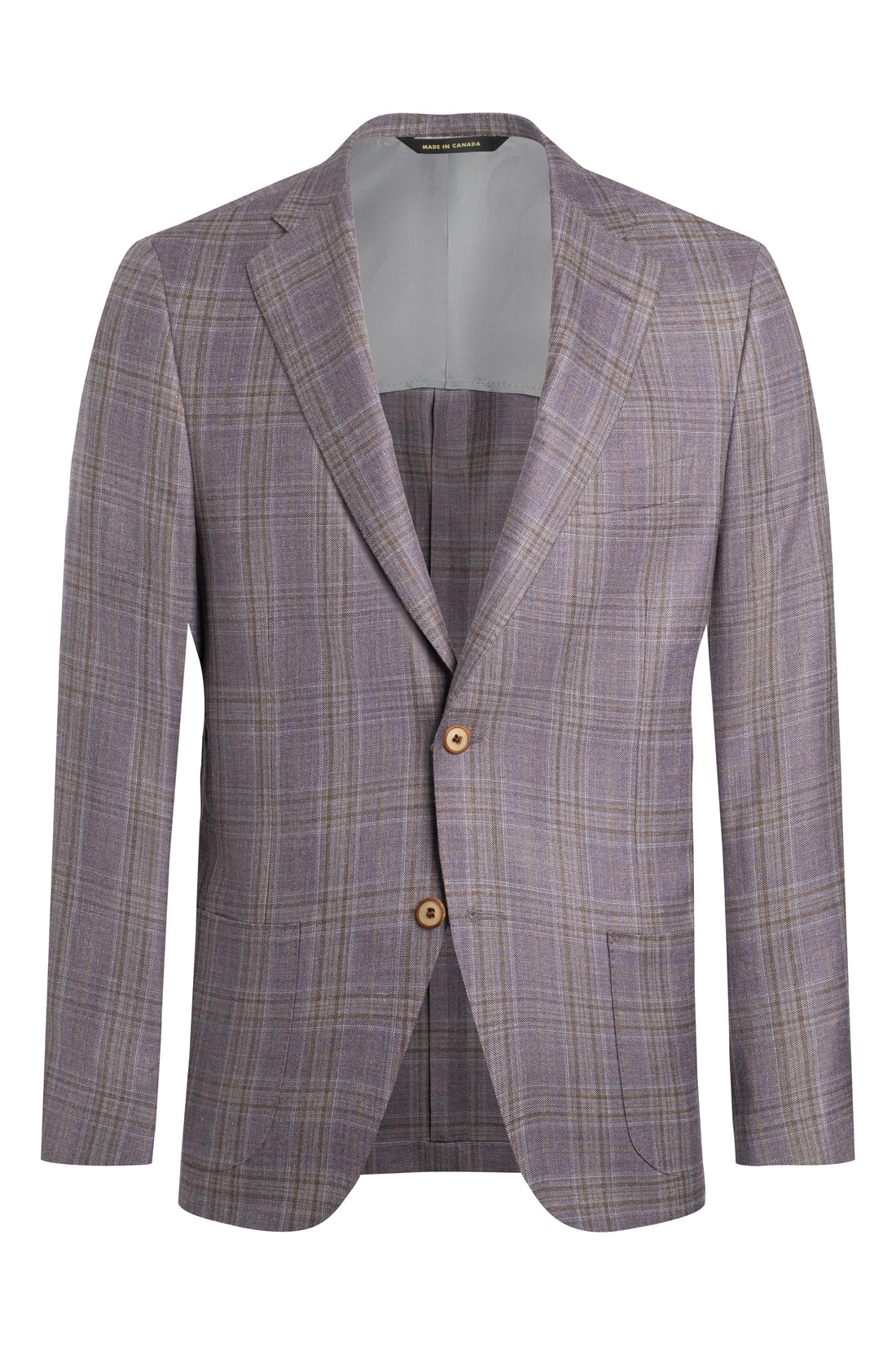 Lilac Wool, Silk and Linen Plaid Jacket