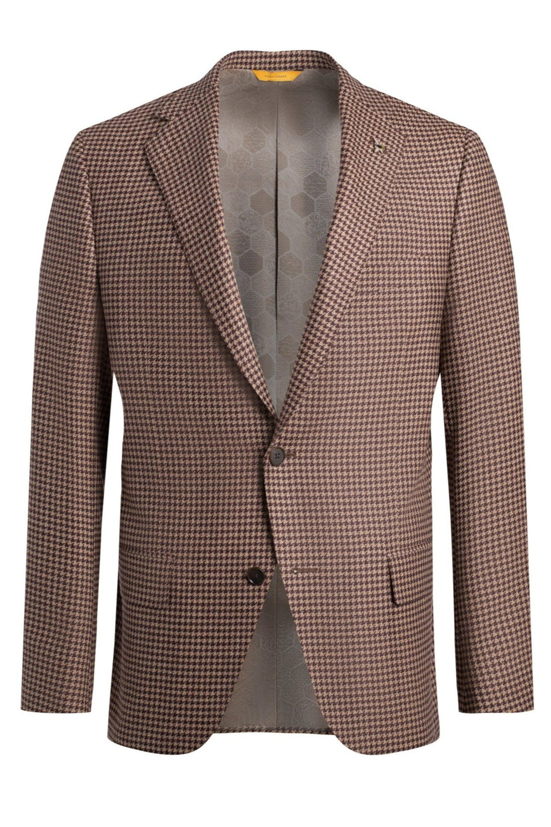 Tan Houndstooth Wool Cashmere Jacket