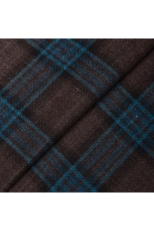 Brown Plaid Wool Cashmere Silk Linen Jacket
