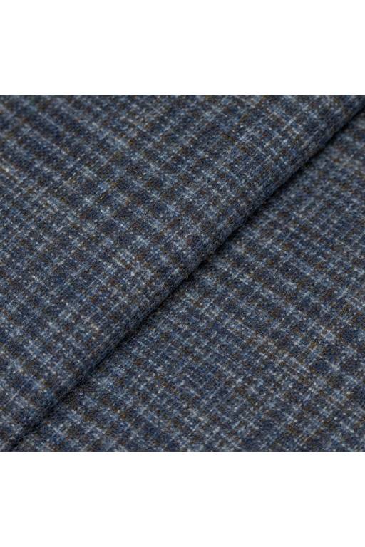 Blue Wool Cashmere Plaid Jacket fabric swatch