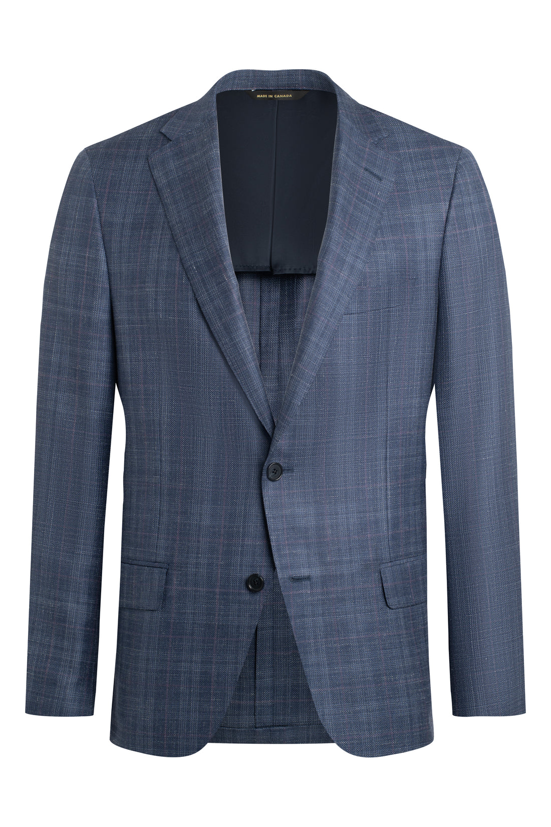 Blue Wool Silk Linen Plaid Jacket