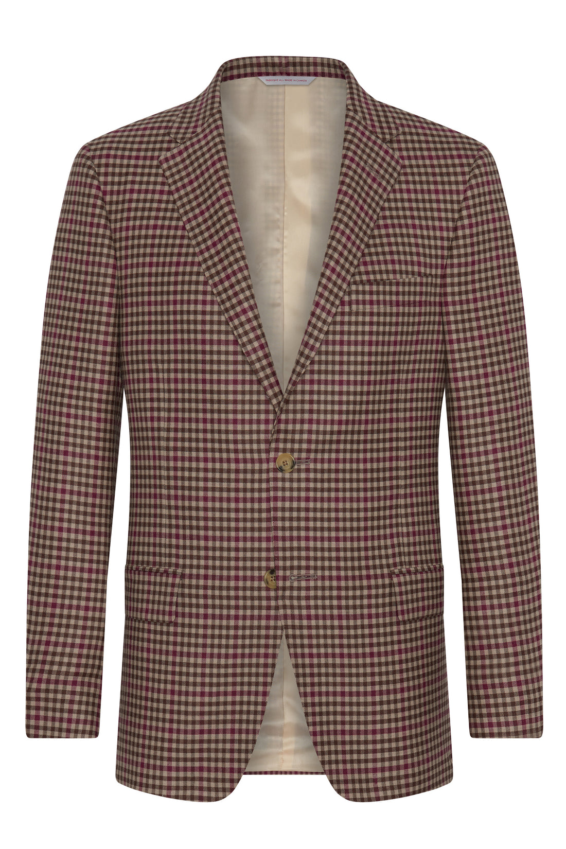 Tan Berry Check Ice Wool Jacket