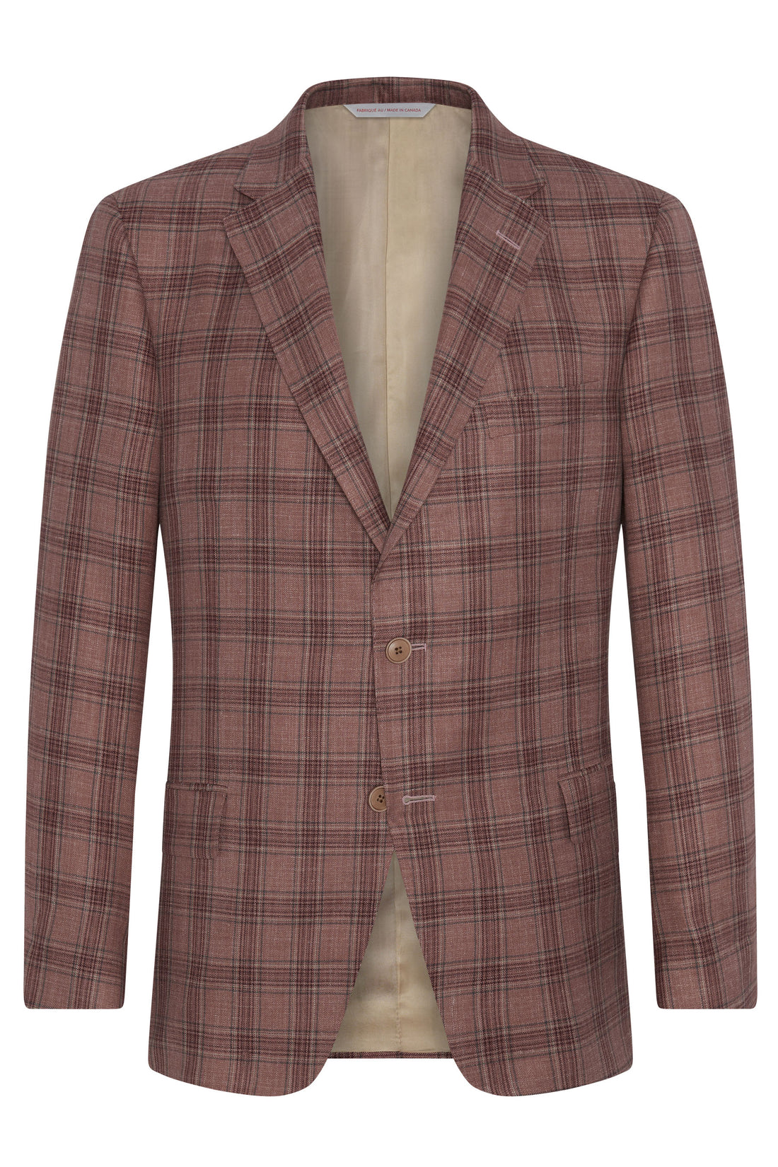 Rose Plaid Wool Silk Linen Jacket