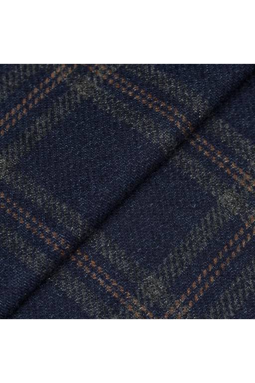 Navy Delave Wool Plaid Jacket (with sage and tan) fabric swatch