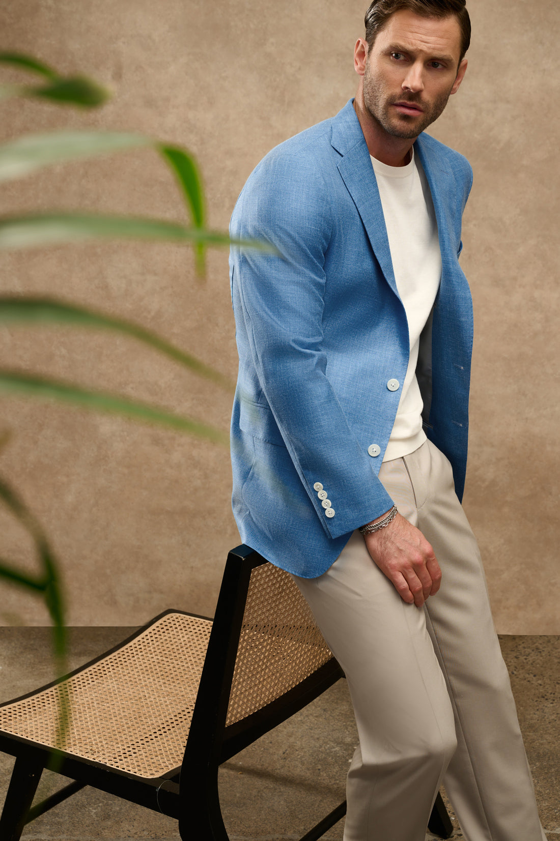 Samuelsohn Blue Wool Silk Linen Soft Jacket  3