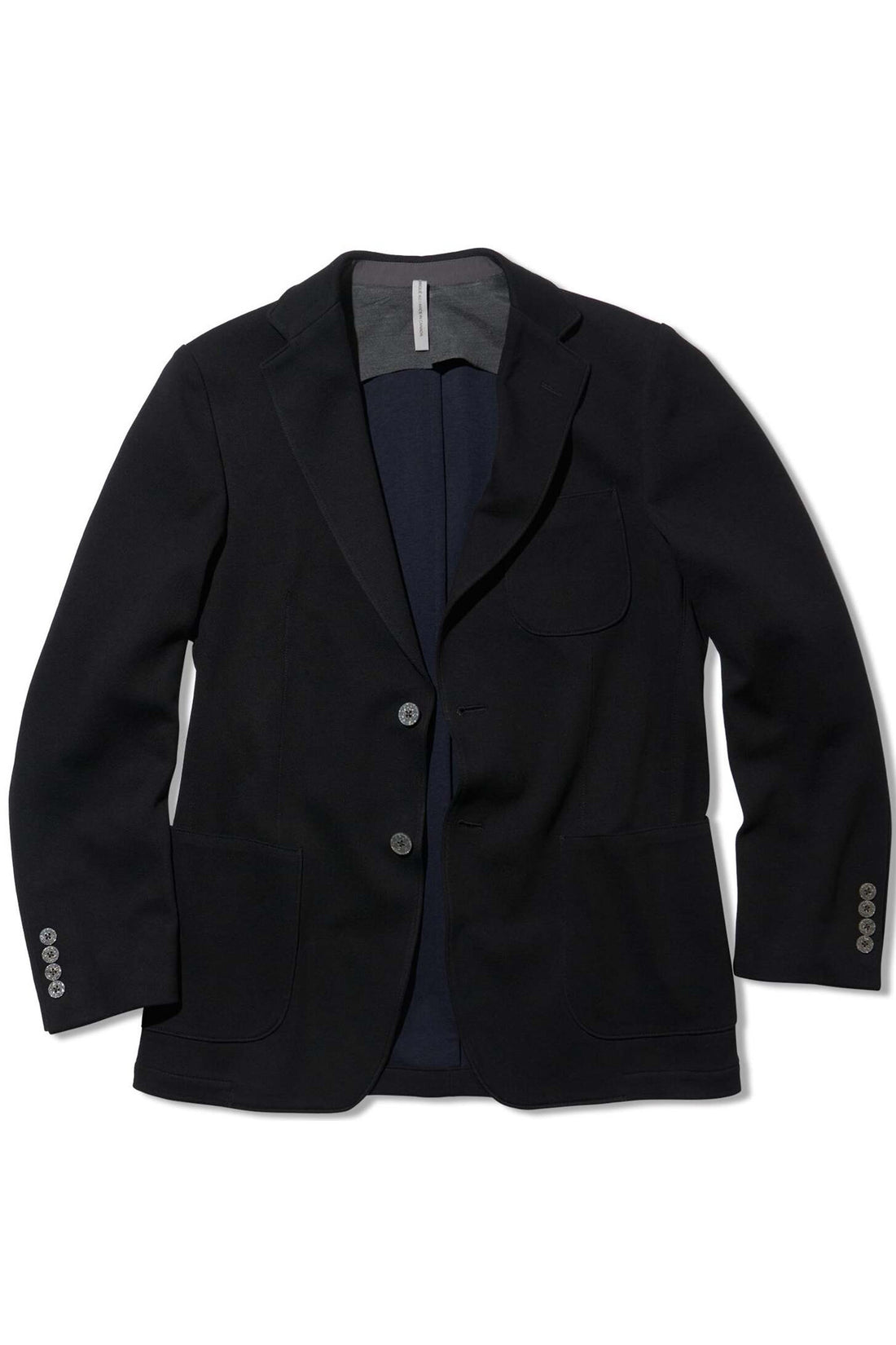 Black & Navy Double Faced Pique Knit Jacket