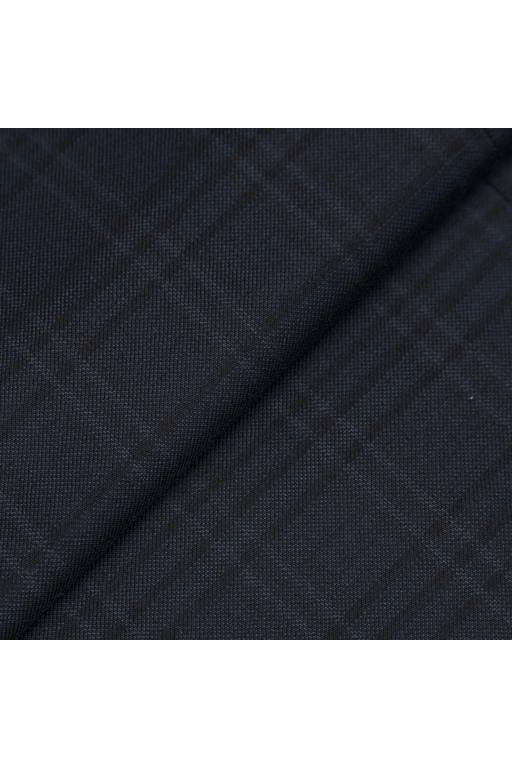 Navy Tonal Windowpane Plaid Suit fabric swatch