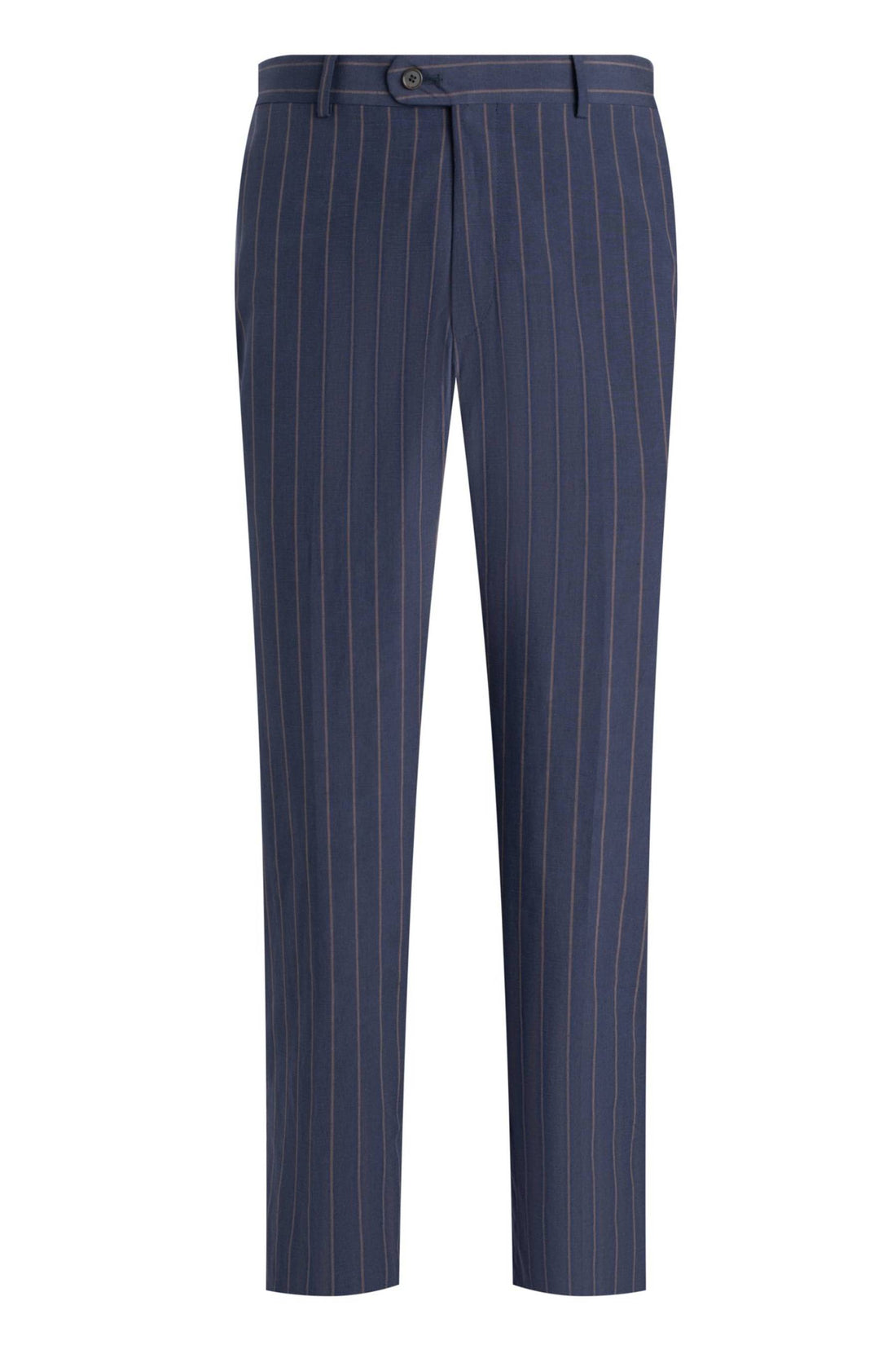 Heritage Gold Dark Blue Stripe Silk Linen Suit Front Pant