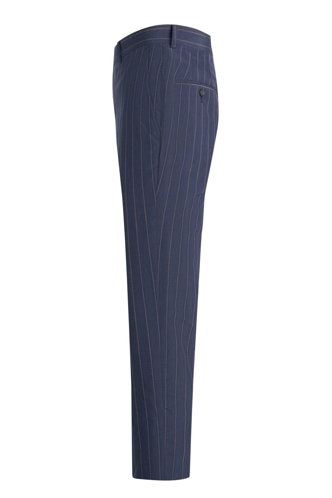 Heritage Gold Dark Blue Stripe Silk Linen Suit Side Pant