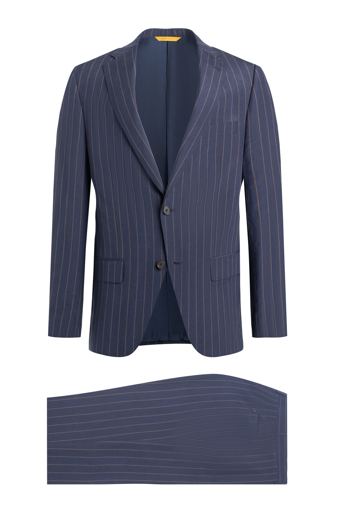 Dark Blue Stripe Silk Linen Suit