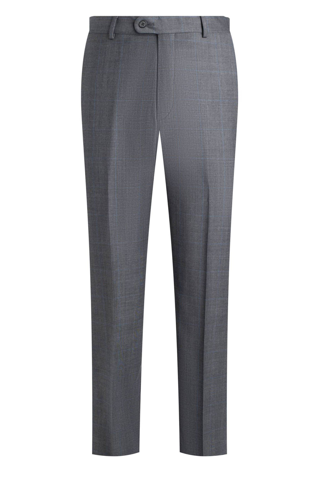 Heritage Gold Grey 130'S Plaid with Blue Overcheck Suit Front Pant
