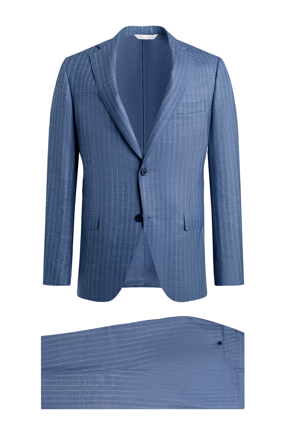 Blue Herringbone Stripe Trim Fit Suit