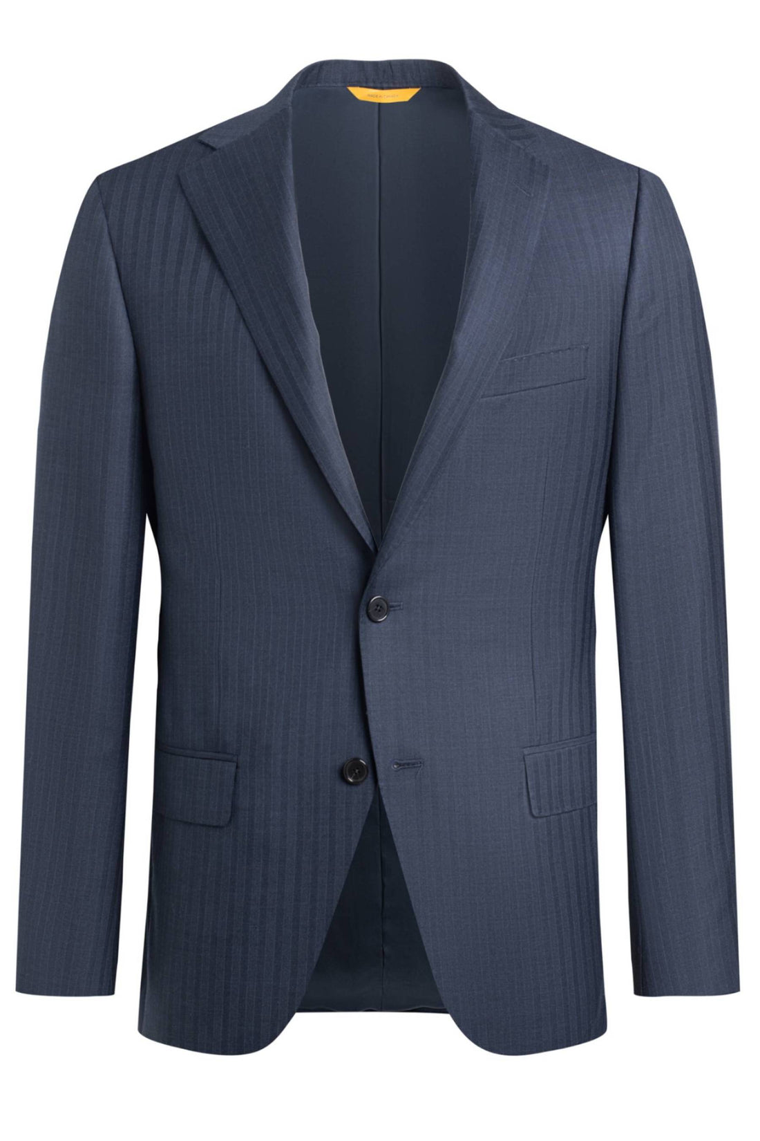 Heritage Gold Navy 110'S H Bone with Blue Stripe front Jacket Suit