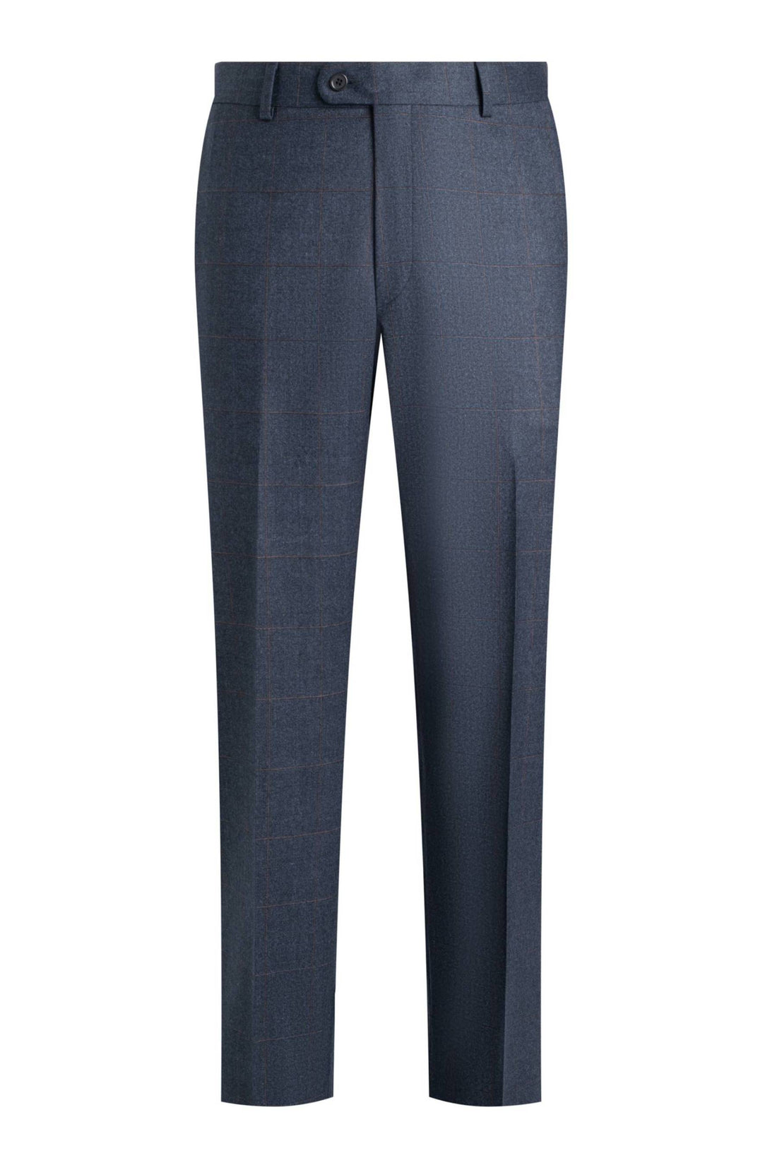 Dark Blue 120's Flannel W Pane Suit Front Pant