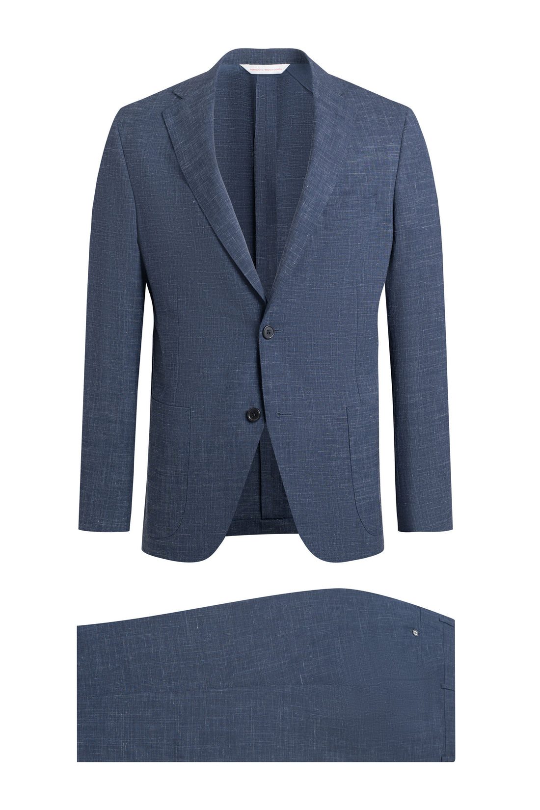 Blue Wool Linen Stretch Suit