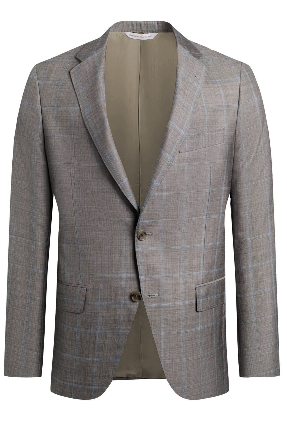 Greige Ice Wool Silk Windowpane Suit