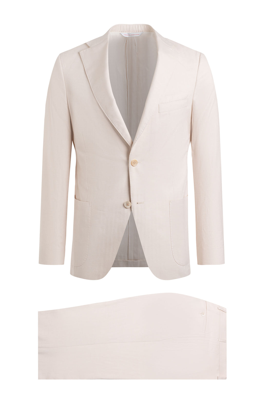 Cream Cotton Silk Herringbone Suit