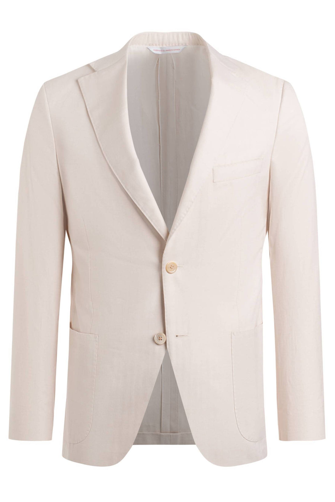 Samuelsohn Cream Cotton Silk Herringbone Suit Jacket Front 