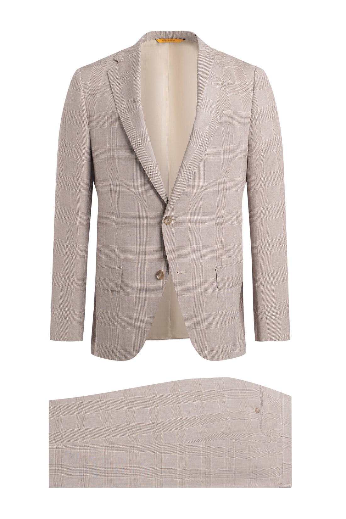 Tan Plaid Silk Linen Suit