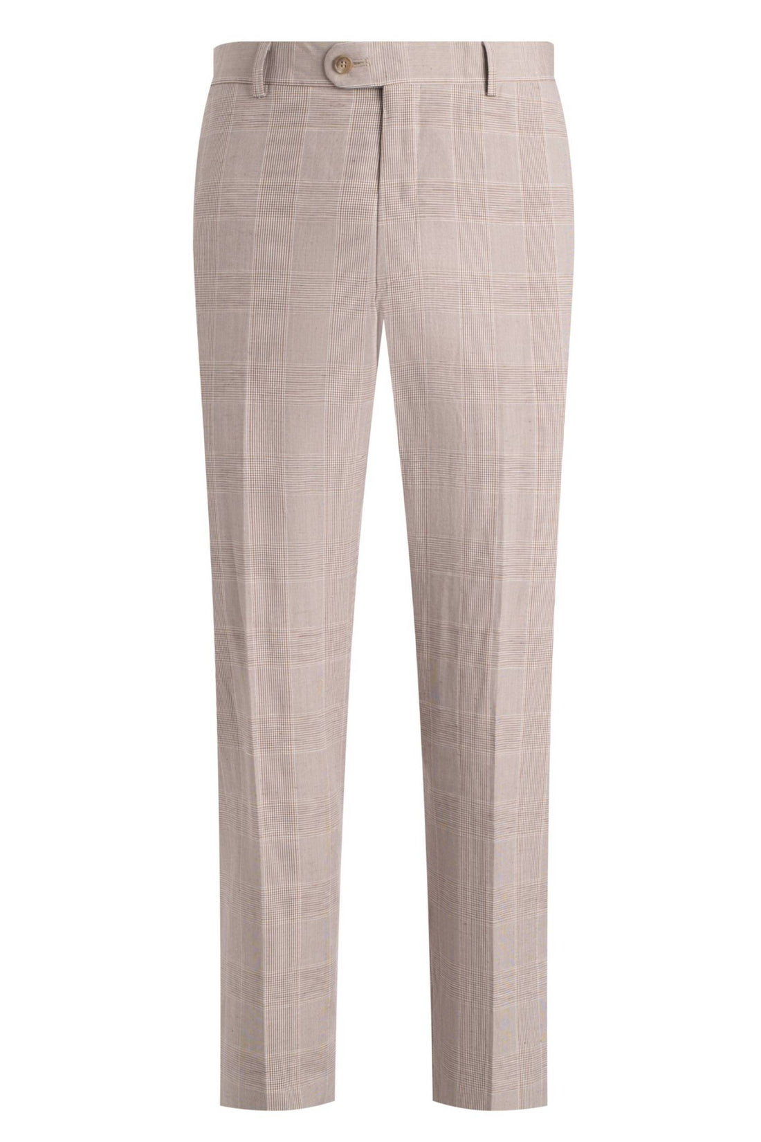 Heritage Gold Tan White Plaid Silk Linen Suit Front Pant