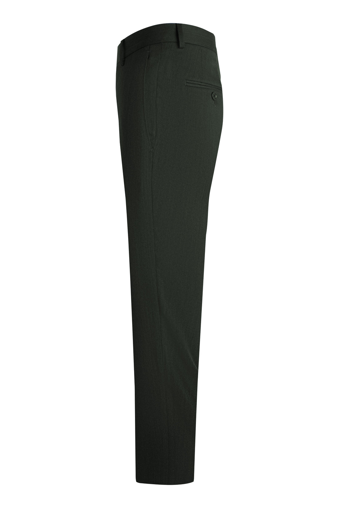 Charcoal-Olive Wool Stretch Whipcord Trousers