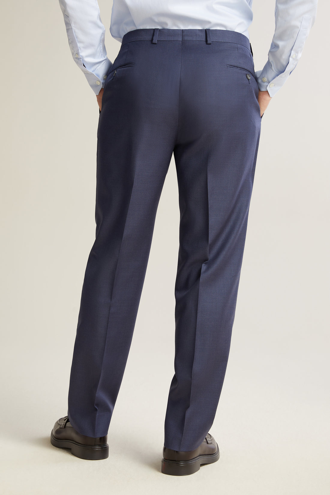 Blue donegal tweed flat-front Dress Pants