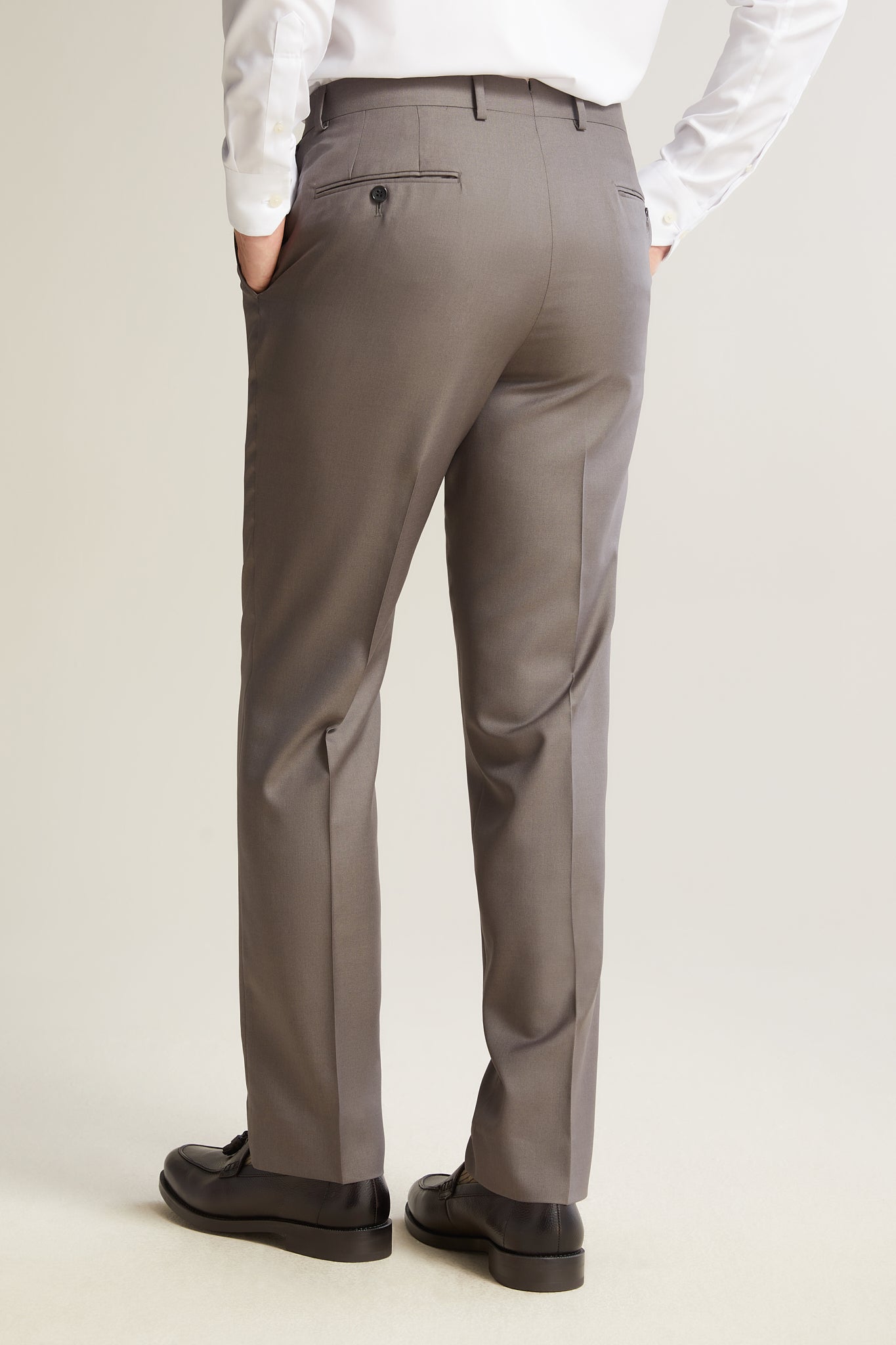 Robert Huntley Classic Fit Microfibre Pants Taupe - Lowes Menswear
