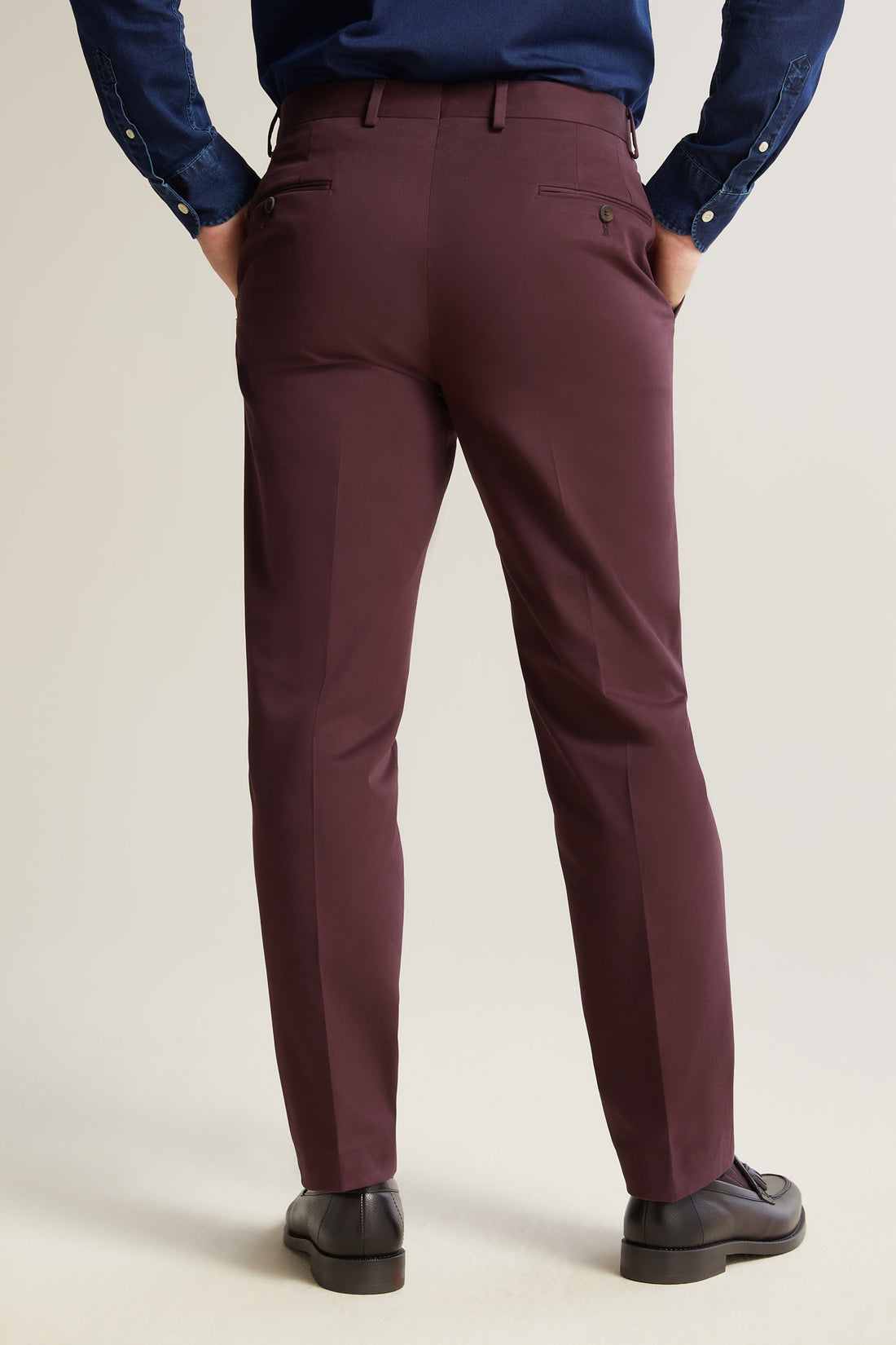 Wine Cotton Stretch Trousers