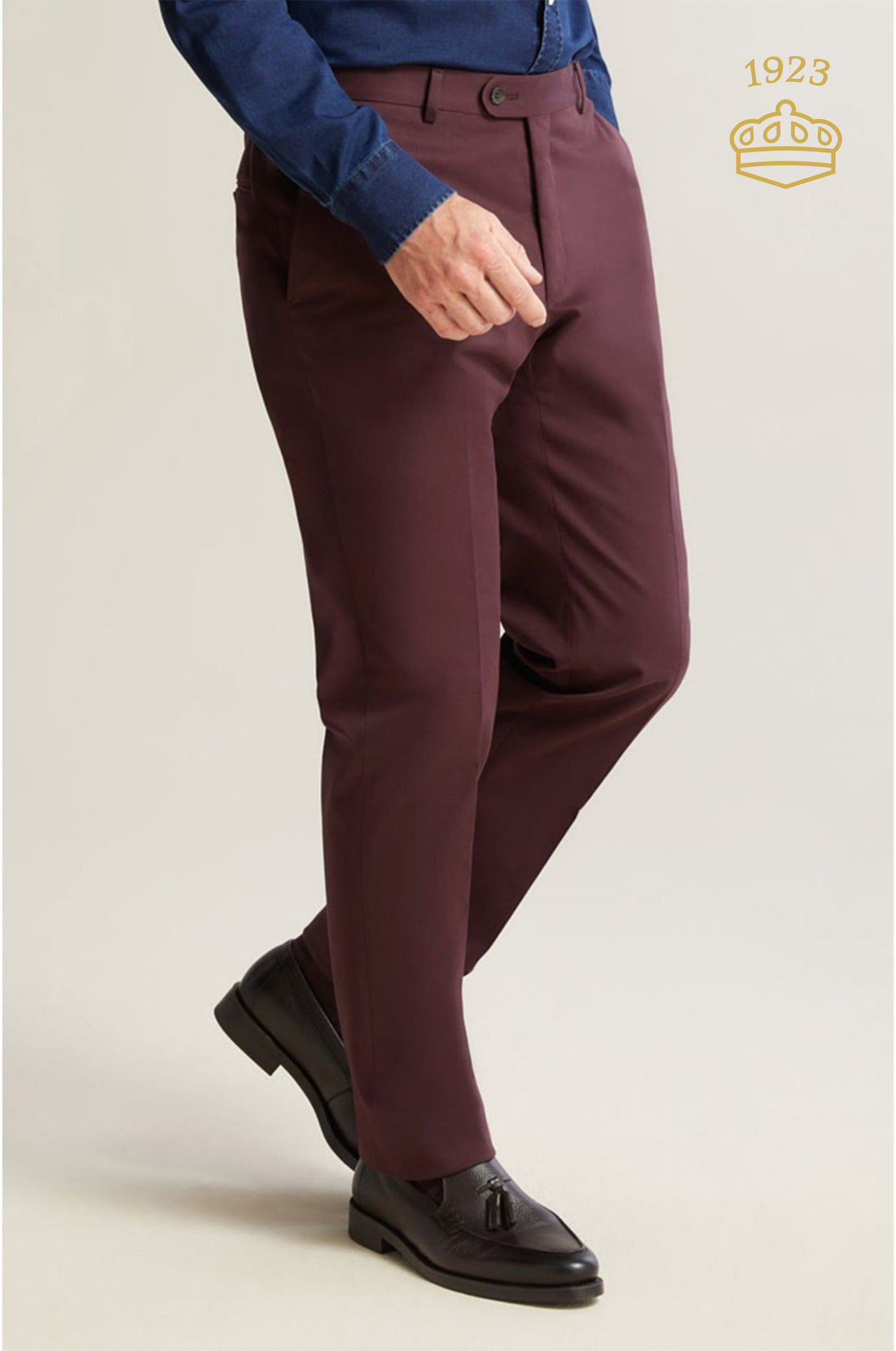 Wine Cotton Stretch Trousers
