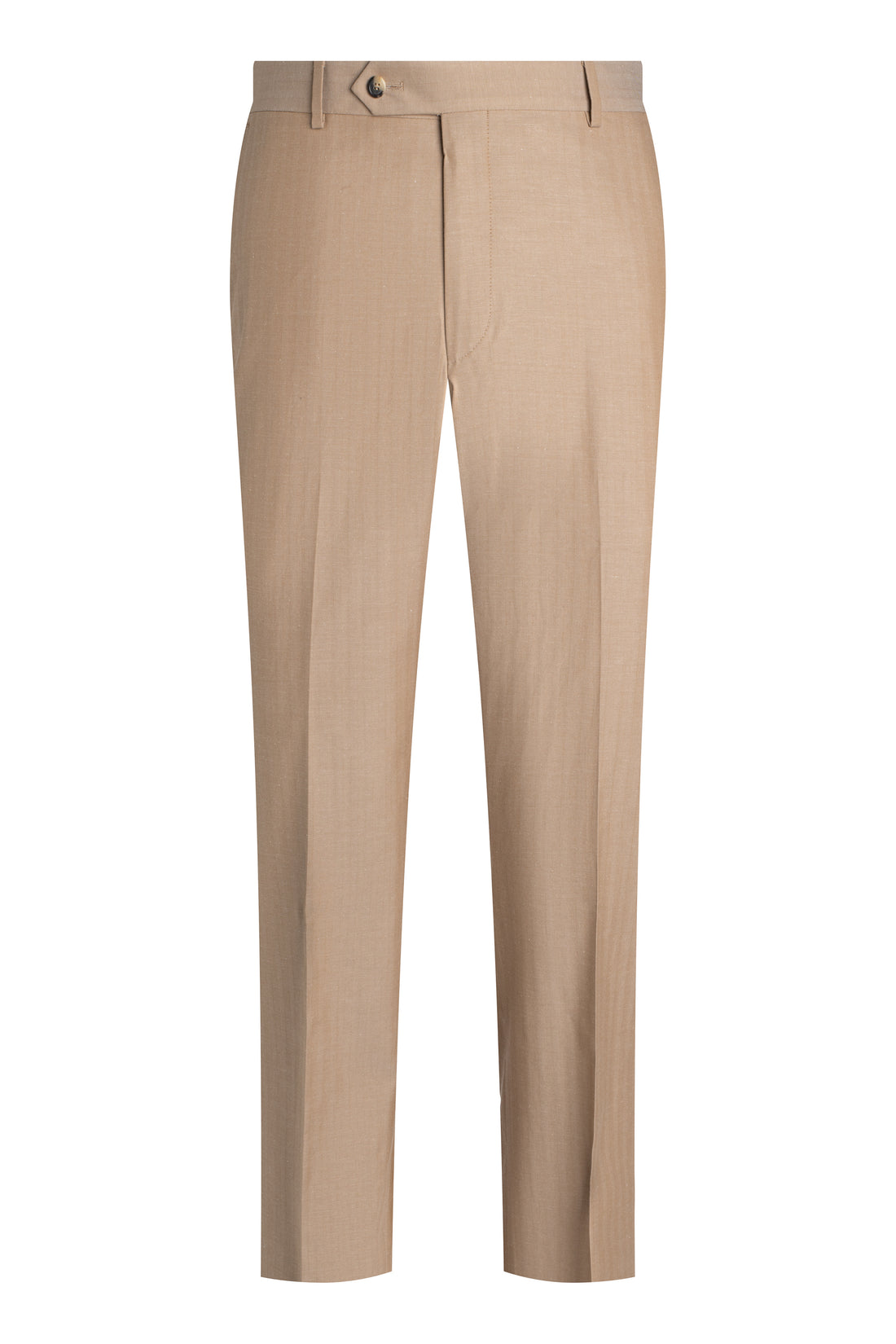 Tan Cotton Silk Herringbone Trousers