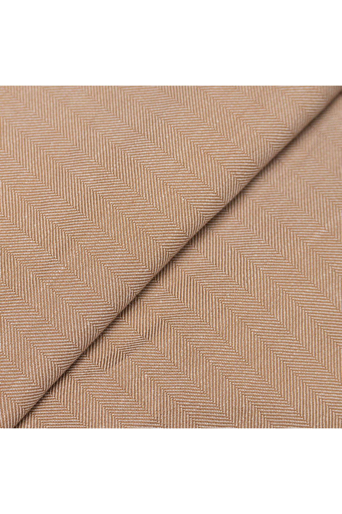 Tan Cotton Silk Herringbone Trousers
