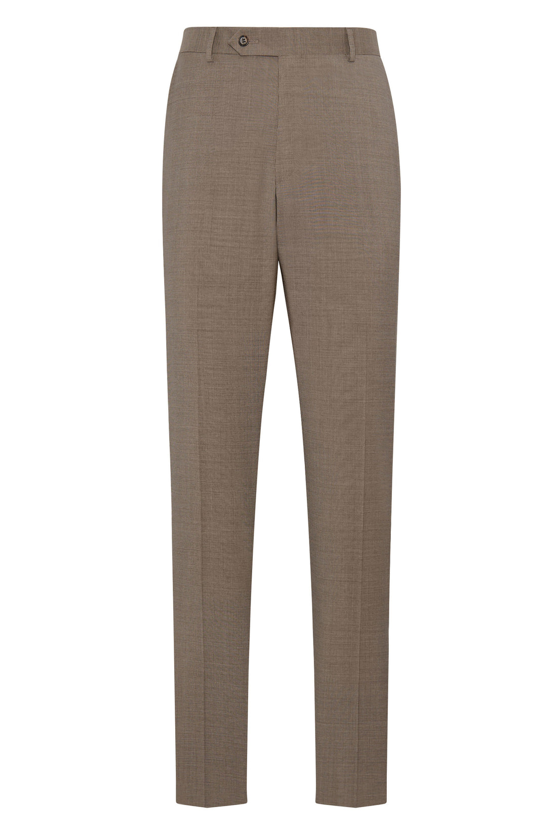 Tan Tropical Wool Neat Flat Front Trousers