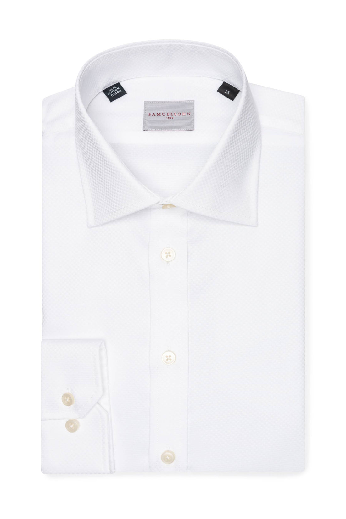 Samuelsohn White Dobby Contemporary Fit Easy Care Shirt