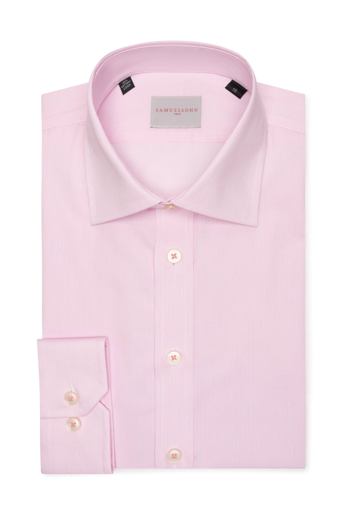 Samuelsohn Pink Stripe Contemporary Fit Easy Care Shirt