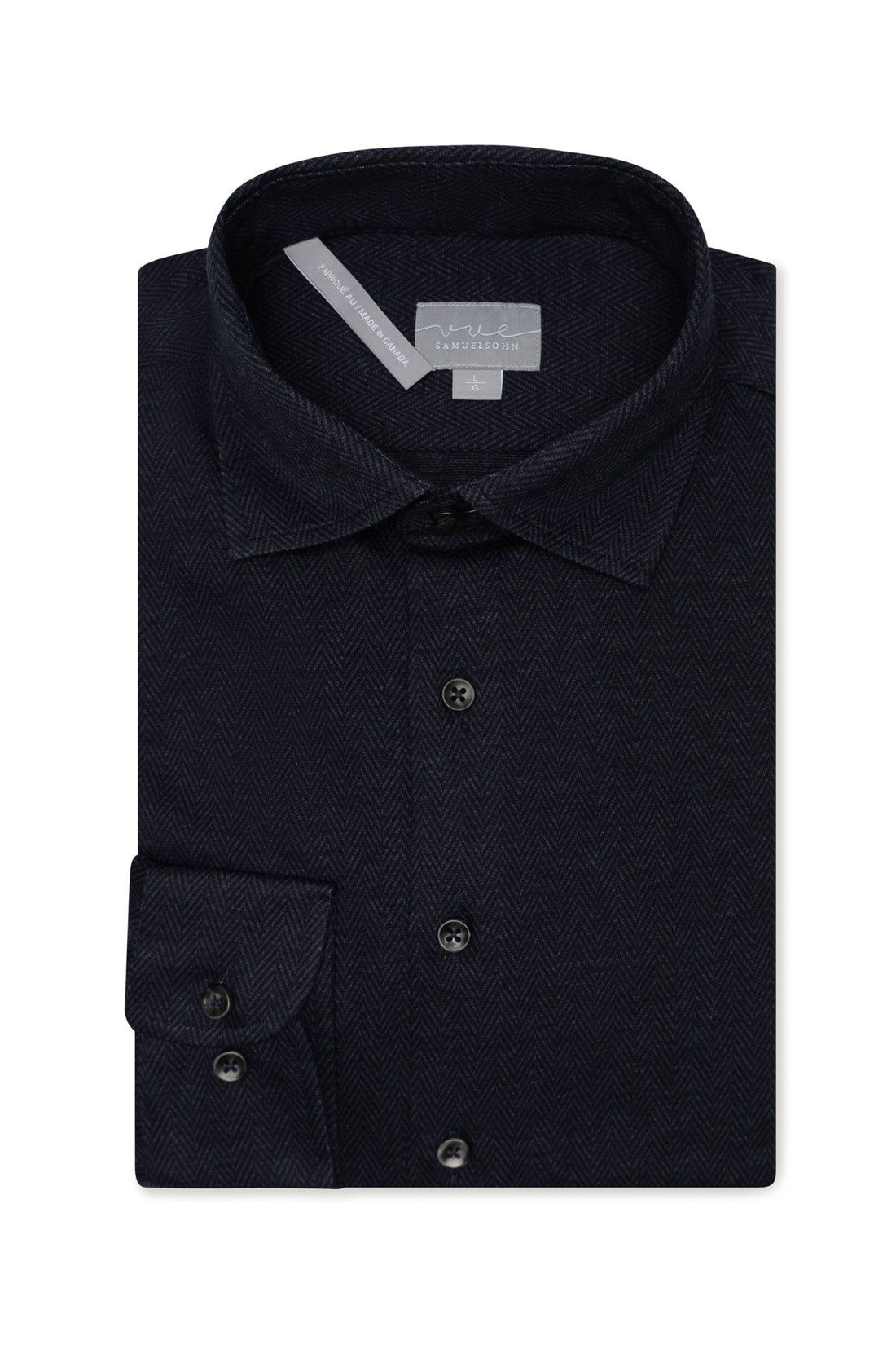 Midnight Herringbone Jersey Knit Sport Shirt