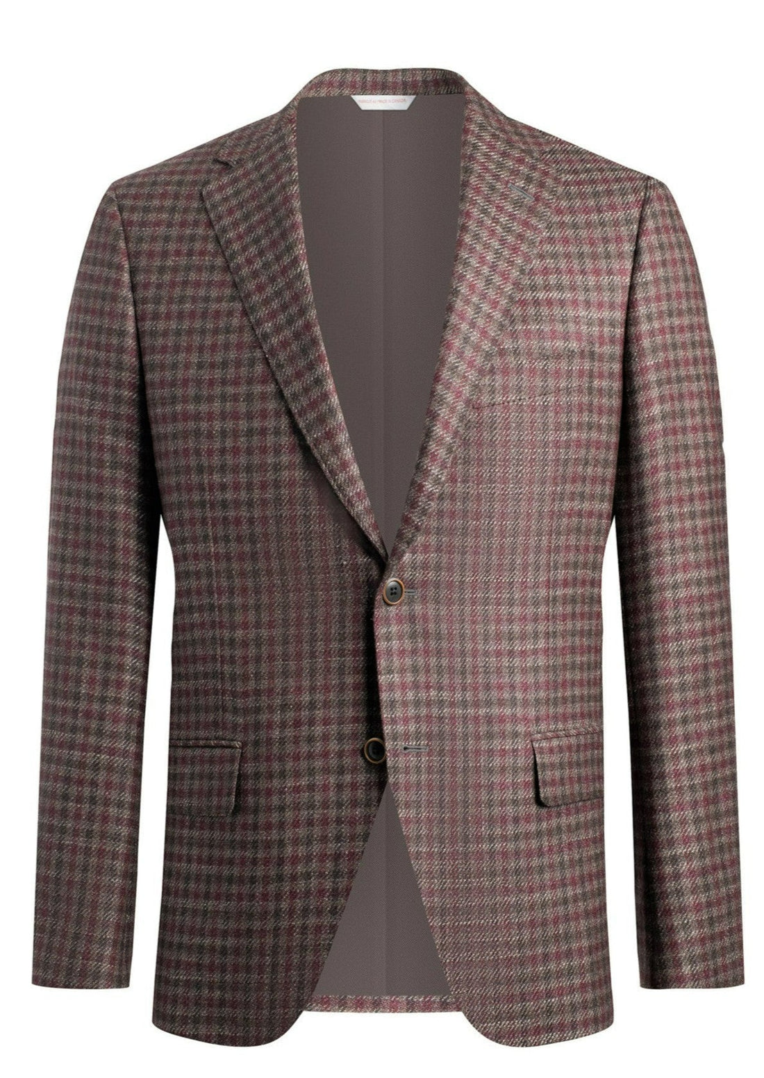 Taupe Bordeaux Wool Silk Check Jacket